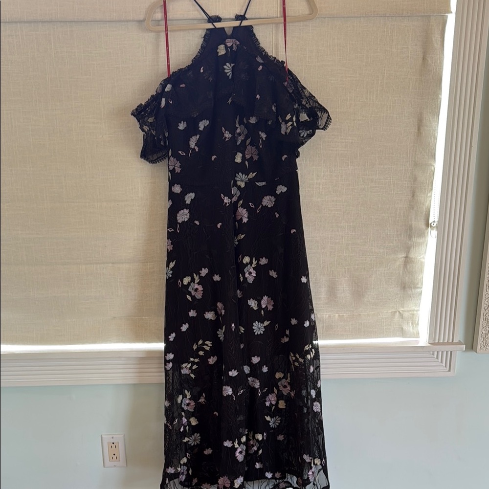 Elegant Black Floral Embroidered Dress